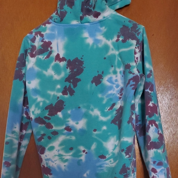 Hooded Aeropostle Sweatshirt, Turquoise Tye-dye, Adult Small - Picture 2 of 4